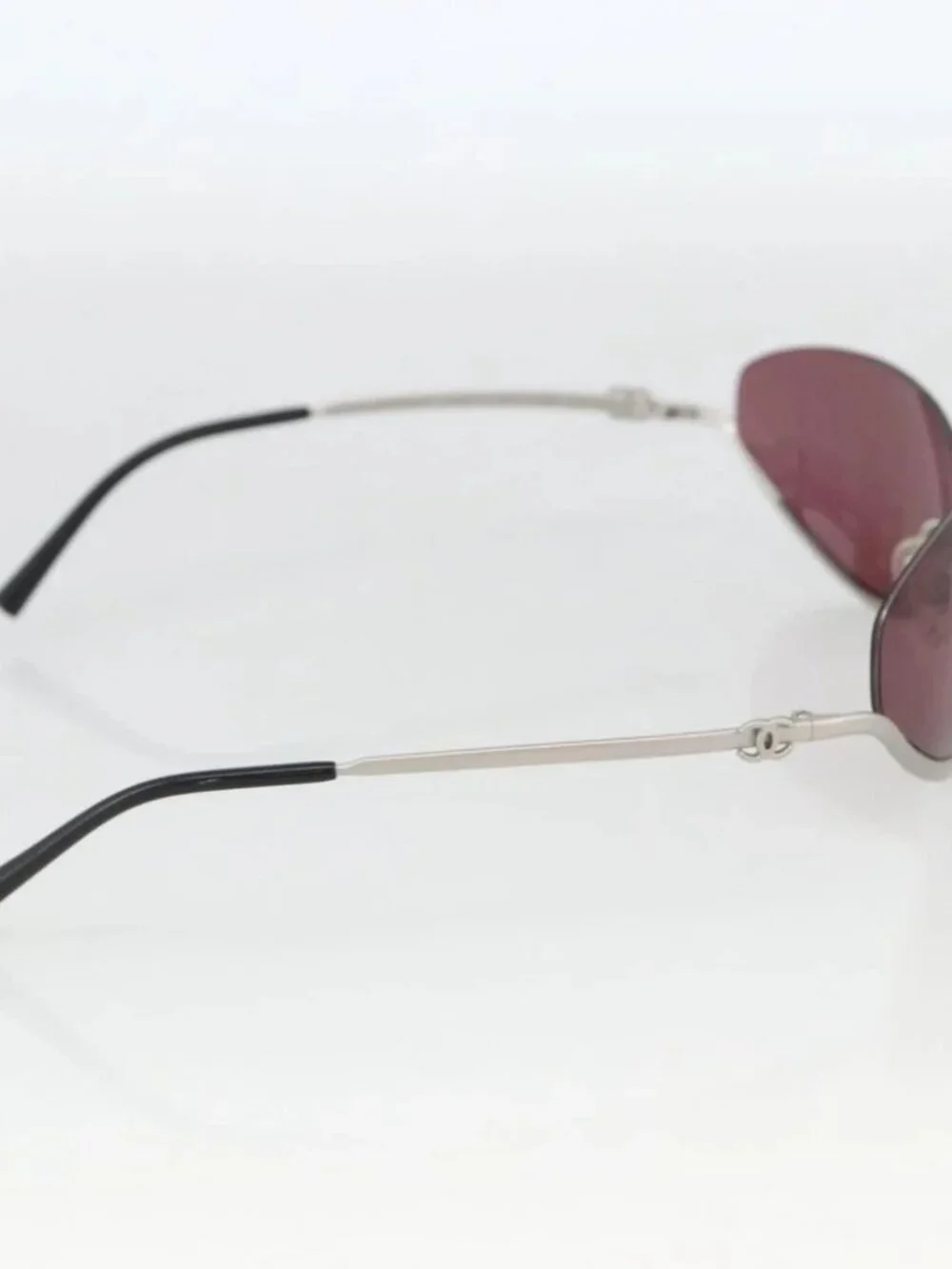 CHANEL COCO Mark Sunglasses metal Silver tone 4004 CC Auth BAZ737